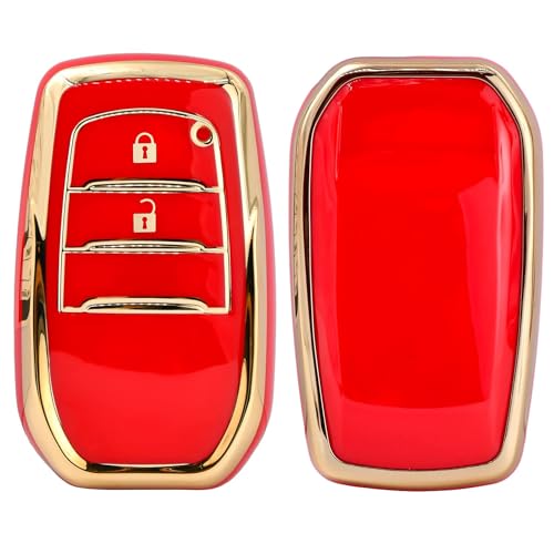 
                  
                    KMH - TPU Gold Car Key Cover Compatible with Toyota Innova Crysta 2 Button Smart Key Cover (Pack of 2 | White-Red)-TPU GOLD KEY COVER-KMH-CARPLUS
                  
                