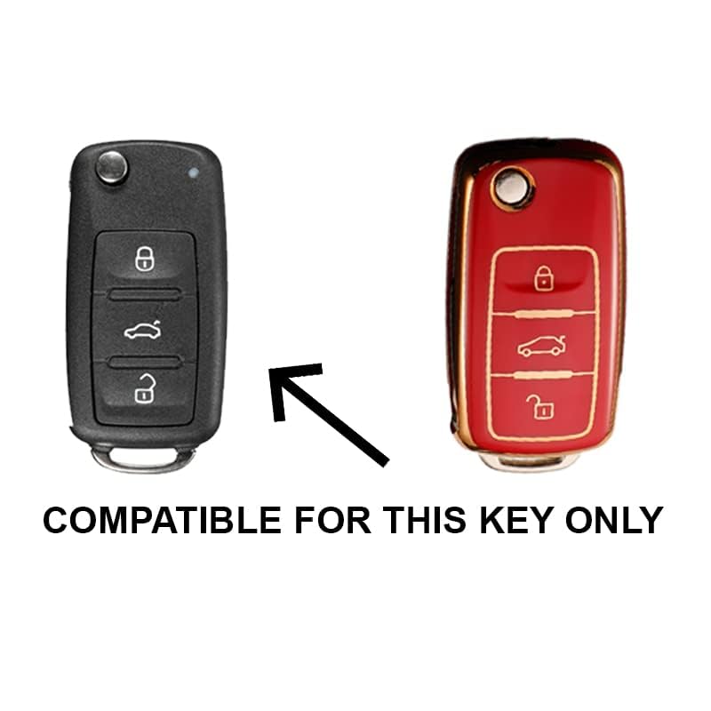 
                  
                    KMH - TPU Gold Car Key Cover Compatible with Volkswagen Polo Vento Jetta Ameo Passat and Skoda Rapid Laura Superb Octavia Smart Key Cover (Pack of 2 | Red)-TPU GOLD KEY COVER-KMH-CARPLUS
                  
                