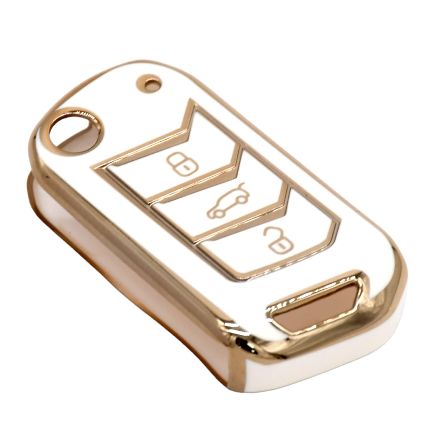 
                  
                    KMH - TPU Gold Car Key Cover Compatible with with Mahindra New Scorpio 2022, XUV 700, Thar 2020, Tuv-300, Marazzo, Scorpio 2019, Bolero 2020 3 Push Button Smart Key (Pack of 2 | Black-White)-TPU GOLD KEY COVER-KMH-CARPLUS
                  
                