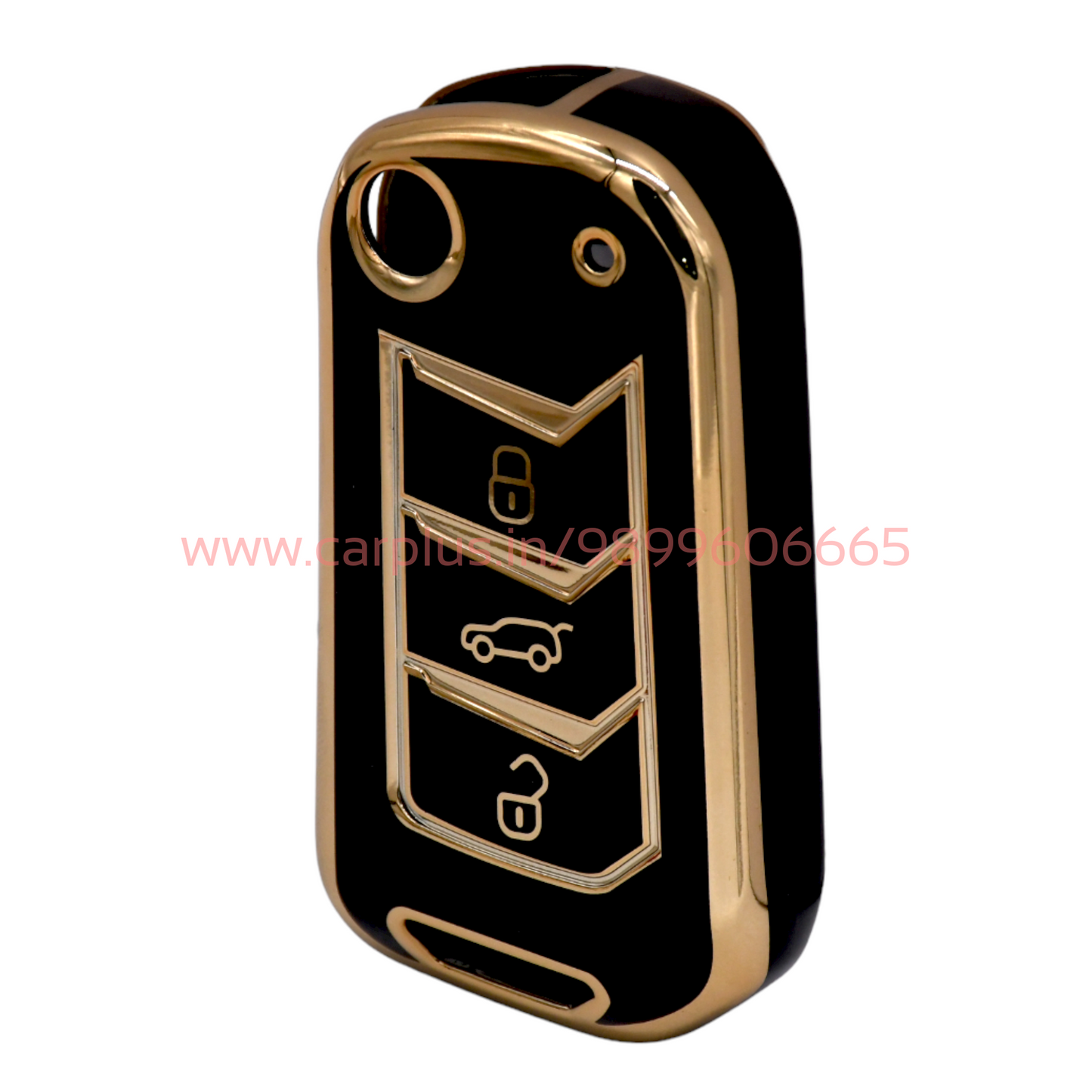 
                  
                    KMH - TPU Gold Car Key Cover Compatible with with Mahindra New Scorpio 2022, XUV 700, Thar 2020, Tuv-300, Marazzo, Scorpio 2019, Bolero 2020 3 Push Button Smart Key-TPU GOLD KEY COVER-KMH-TPU KEY COVER-Black-CARPLUS
                  
                