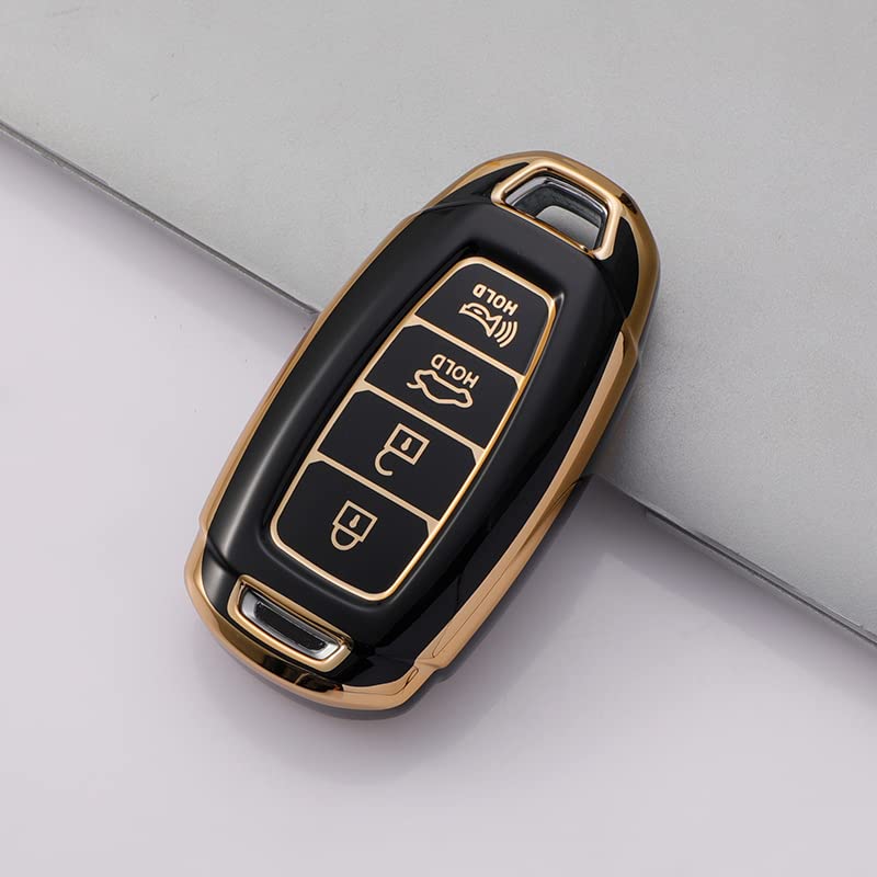 
                  
                    KMH - TPU Gold Car Key Cover fit for Hyundai Verna 2020 4 Button Smart Key Cover (Pack of 2, Black-Red)-TPU GOLD KEY COVER-KMH-CARPLUS
                  
                