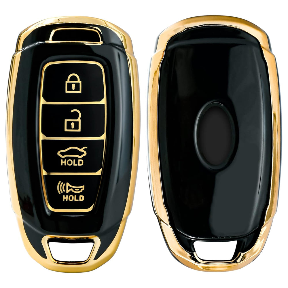 
                  
                    KMH - TPU Gold Car Key Cover fit for Hyundai Verna 2020 4 Button Smart Key Cover (Pack of 2, Black)-TPU GOLD KEY COVER-KMH-CARPLUS
                  
                
