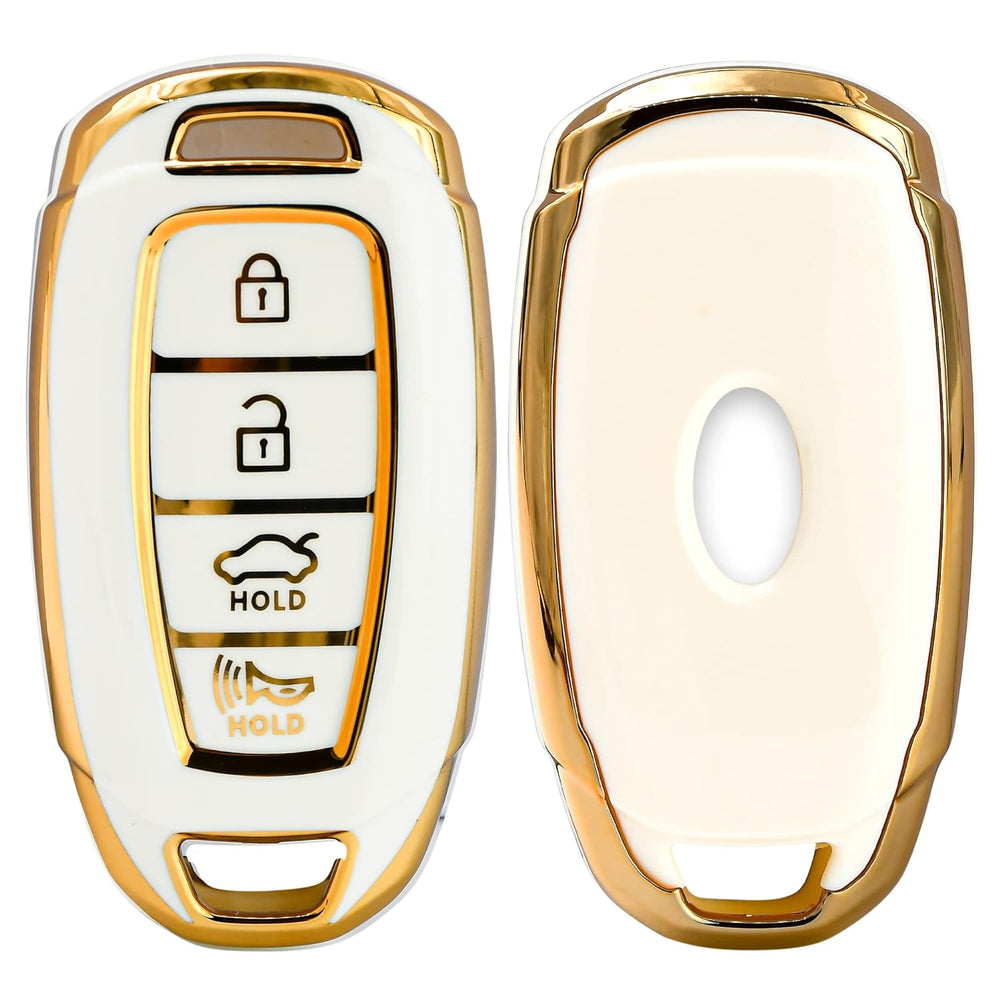 
                  
                    KMH - TPU Gold Car Key Cover fit for Hyundai Verna 2020 4 Button Smart Key Cover (Pack of 2, Black-White)-gold-KMH-CARPLUS
                  
                