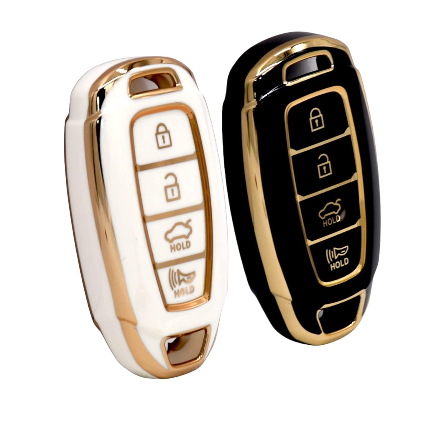 
                  
                    KMH - TPU Gold Car Key Cover fit for Hyundai Verna 2020 4 Button Smart Key Cover (Pack of 2, Black-White)-gold-KMH-CARPLUS
                  
                