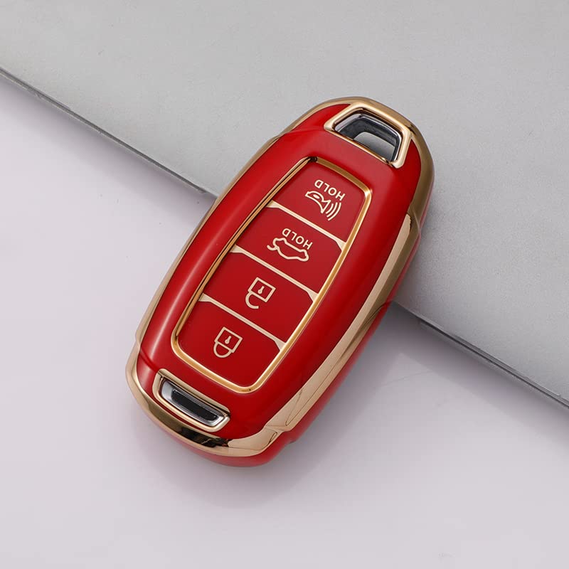 
                  
                    KMH - TPU Gold Car Key Cover fit for Hyundai Verna 2020 4 Button Smart Key Cover (Pack of 2, Red)-TPU GOLD KEY COVER-KMH-CARPLUS
                  
                