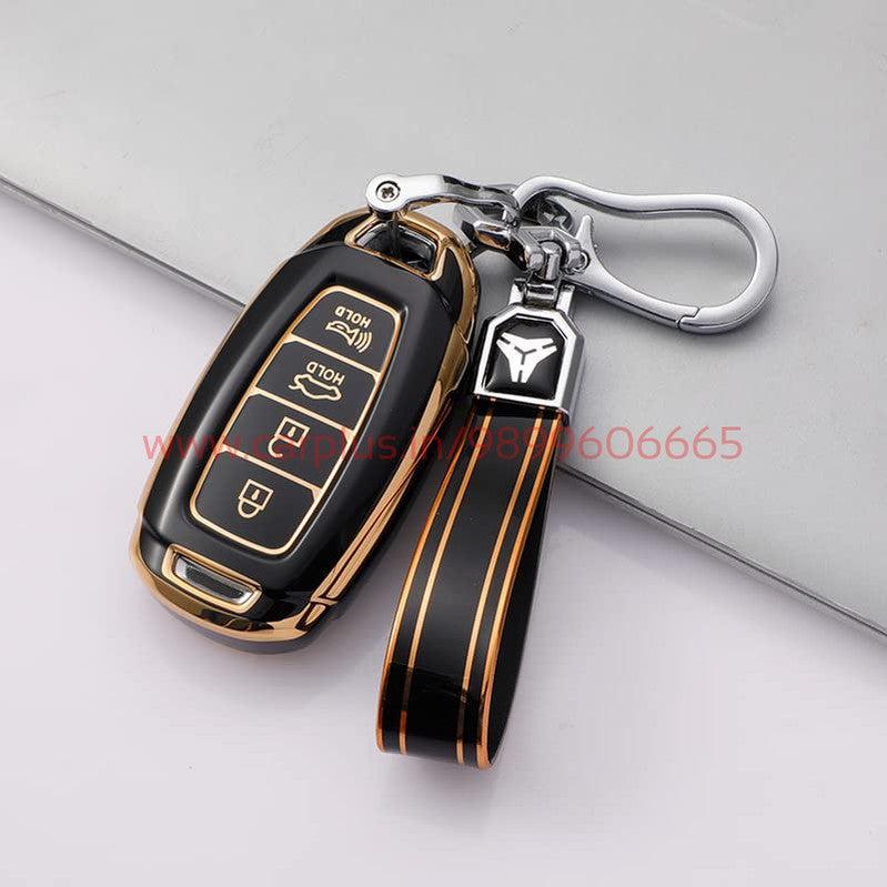 
                  
                    KMH - TPU Gold Car Key Cover fit for Hyundai Verna 2020 4 Button Smart Key Cover-TPU GOLD KEY COVER-KMH-KEY COVER-Black with Keychain-CARPLUS
                  
                