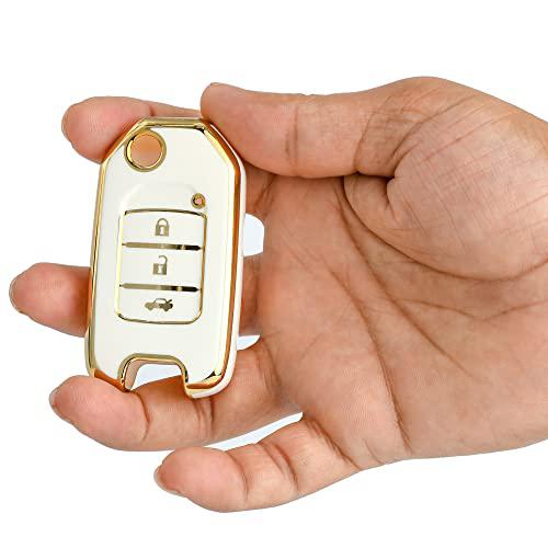 
                  
                    KMH-TPU Gold Key Cover Compatible for Honda City, WR-V, Jazz 3 Button Smart Key Cover (Pack of 2,White)-TPU GOLD KEY COVER-KMH-CARPLUS
                  
                