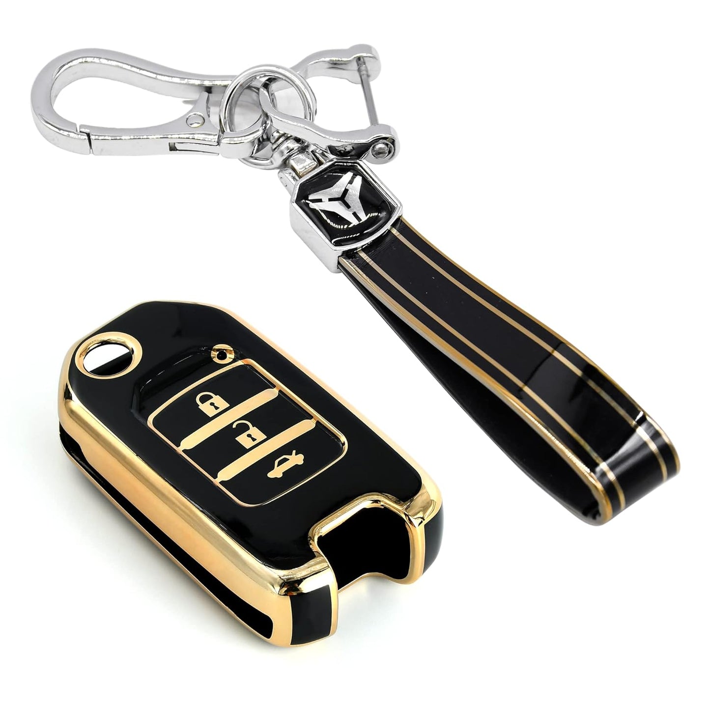 
                  
                    KMH-TPU Gold Key Cover Compatible for Honda City, WR-V, Jazz 3 Button Smart Key Cover with Key Chain-TPU GOLD KEY COVER-KMH-CARPLUS
                  
                