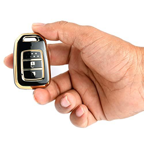 
                  
                    KMH-TPU Gold Key Cover Compatible for Honda Jazz (2014 Onwards), Honda City WRV BRV 2 Button Smart Key (Pack of 2,Black)-TPU GOLD KEY COVER-KMH-CARPLUS
                  
                