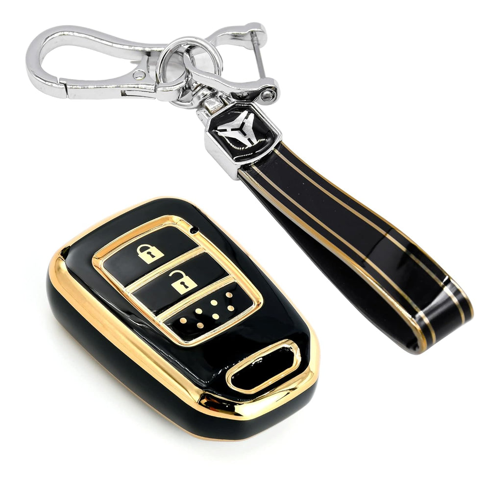 
                  
                    KMH-TPU Gold Key Cover Compatible for Honda Jazz (2014 Onwards), Honda City WRV BRV 2 Button Smart Key with Key Chain-TPU GOLD KEY COVER-KMH-CARPLUS
                  
                