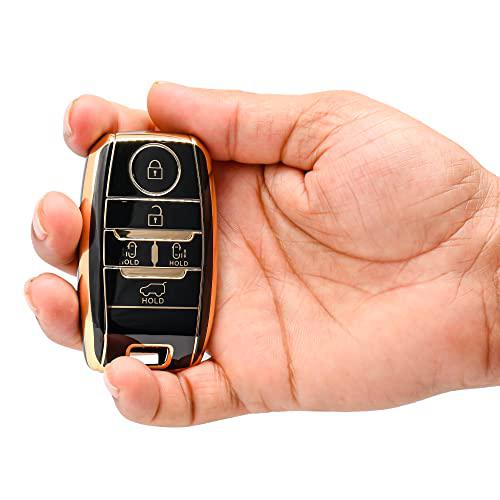 
                  
                    KMH-TPU Gold Key Cover Compatible for KIA Carnival 5 Button Smart Key Cover (Pack of 2,Black)-TPU GOLD KEY COVER-KMH-CARPLUS
                  
                