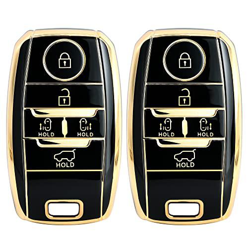 
                  
                    KMH-TPU Gold Key Cover Compatible for KIA Carnival 5 Button Smart Key Cover (Pack of 2,Black)-TPU GOLD KEY COVER-KMH-CARPLUS
                  
                