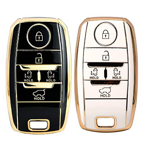 
                  
                    KMH-TPU Gold Key Cover Compatible for KIA Carnival 5 Button Smart Key Cover (Pack of 2,Black-White)-TPU GOLD KEY COVER-KMH-CARPLUS
                  
                
