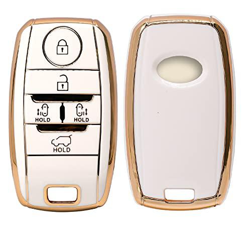 
                  
                    KMH-TPU Gold Key Cover Compatible for KIA Carnival 5 Button Smart Key Cover (Pack of 2,White)-TPU GOLD KEY COVER-KMH-CARPLUS
                  
                