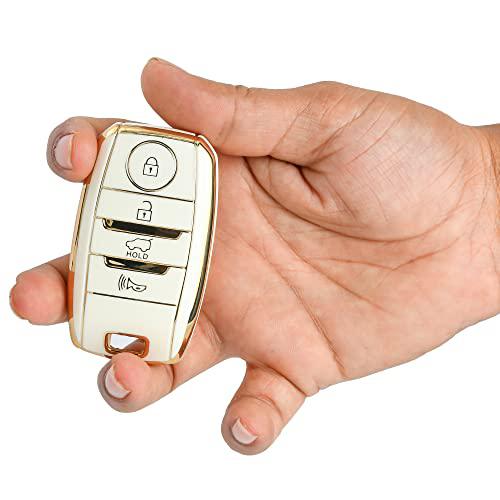 
                  
                    KMH-TPU Gold Key Cover Compatible for KIA Seltos 4 Button Smart Key Cover (Pack of 2,Black-White)-TPU GOLD KEY COVER-KMH-CARPLUS
                  
                