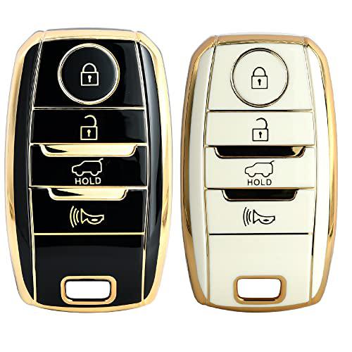 
                  
                    KMH-TPU Gold Key Cover Compatible for KIA Seltos 4 Button Smart Key Cover (Pack of 2,Black-White)-TPU GOLD KEY COVER-KMH-CARPLUS
                  
                