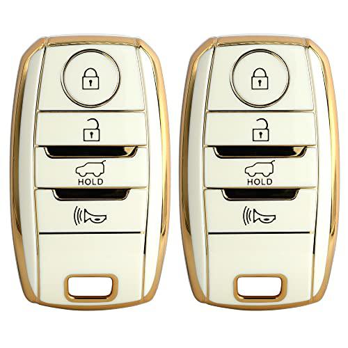 
                  
                    KMH-TPU Gold Key Cover Compatible for KIA Seltos 4 Button Smart Key Cover (Pack of 2,White)-TPU GOLD KEY COVER-KMH-CARPLUS
                  
                