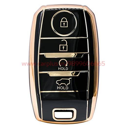 
                  
                    KMH-TPU Gold Key Cover Compatible for Kia Sonet, Seltos 2020 4 Button Push Smart Key Cover-TPU GOLD KEY COVER-KMH-KEY COVER-BLACK-CARPLUS
                  
                