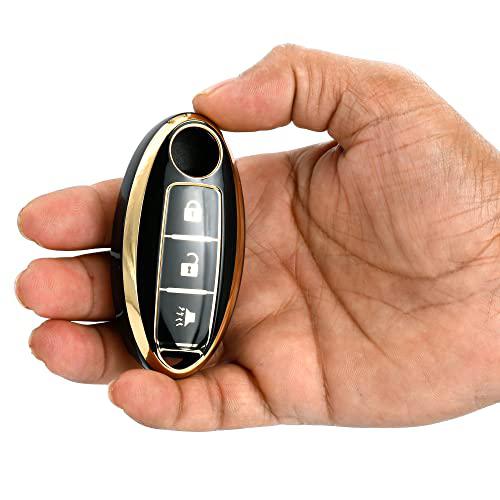
                  
                    KMH-TPU Gold Key Cover Compatible for Nissan Micra, Sunny, Scala, Pulse, Teana 3 Button Smart Key (Pack of 2,Black)-TPU GOLD KEY COVER-KMH-CARPLUS
                  
                