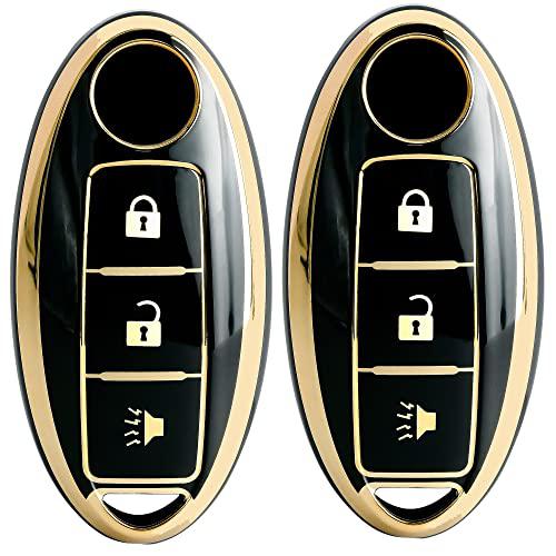 
                  
                    KMH-TPU Gold Key Cover Compatible for Nissan Micra, Sunny, Scala, Pulse, Teana 3 Button Smart Key (Pack of 2,Black)-TPU GOLD KEY COVER-KMH-CARPLUS
                  
                