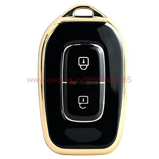 KMH-TPU Gold Key Cover Compatible for Renault Kiger, Kwid, Duster 2016, Triber 2 Button Remote Key Black-TPU GOLD KEY COVER-KMH-KEY COVER-CARPLUS