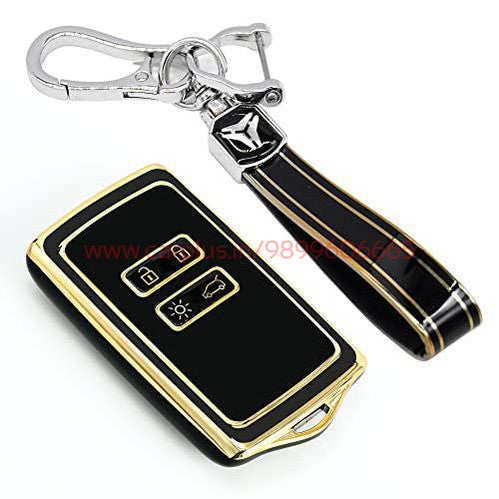
                  
                    KMH-TPU Gold Key Cover Compatible for Renault Triber | Kiger Smart Key Black-TPU GOLD KEY COVER-KMH-KEY COVER-Black with Keychain-CARPLUS
                  
                