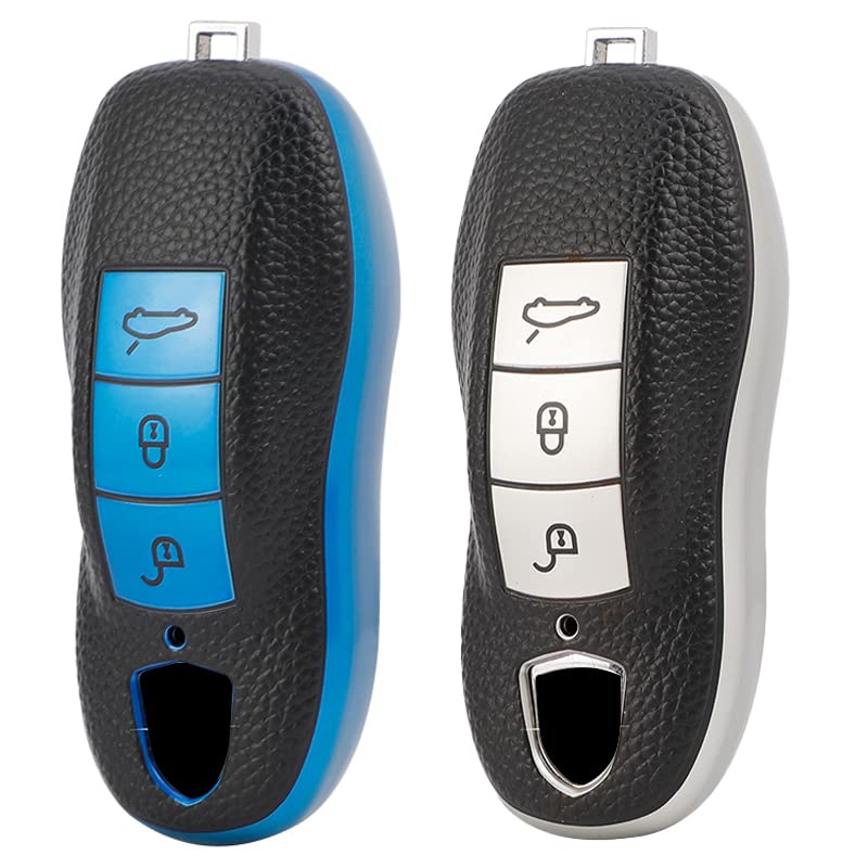 
                  
                    KMH - TPU Leather Pattern Key Cover Compatible for Porsche 3 Button Smart Key (Pack of 2,Blue-Silver)-TPU LEATHER KEY COVER-KMH-CARPLUS
                  
                