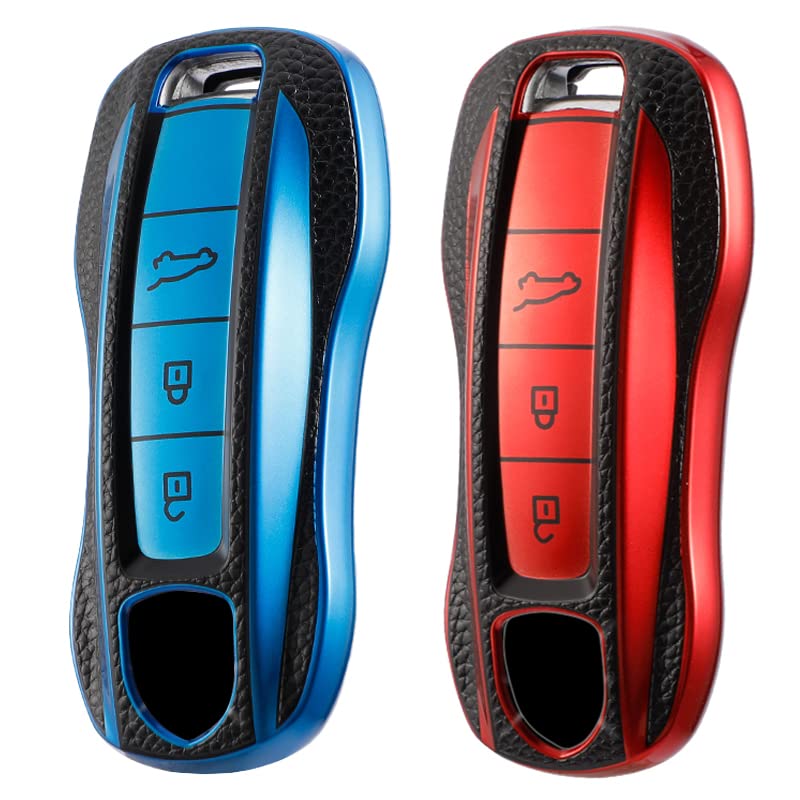 
                  
                    KMH - TPU Leather Pattern Key Cover Compatible for Porsche E Series Smart Key (Pack of 2,Blue-Red)-TPU LEATHER KEY COVER-KMH-CARPLUS
                  
                