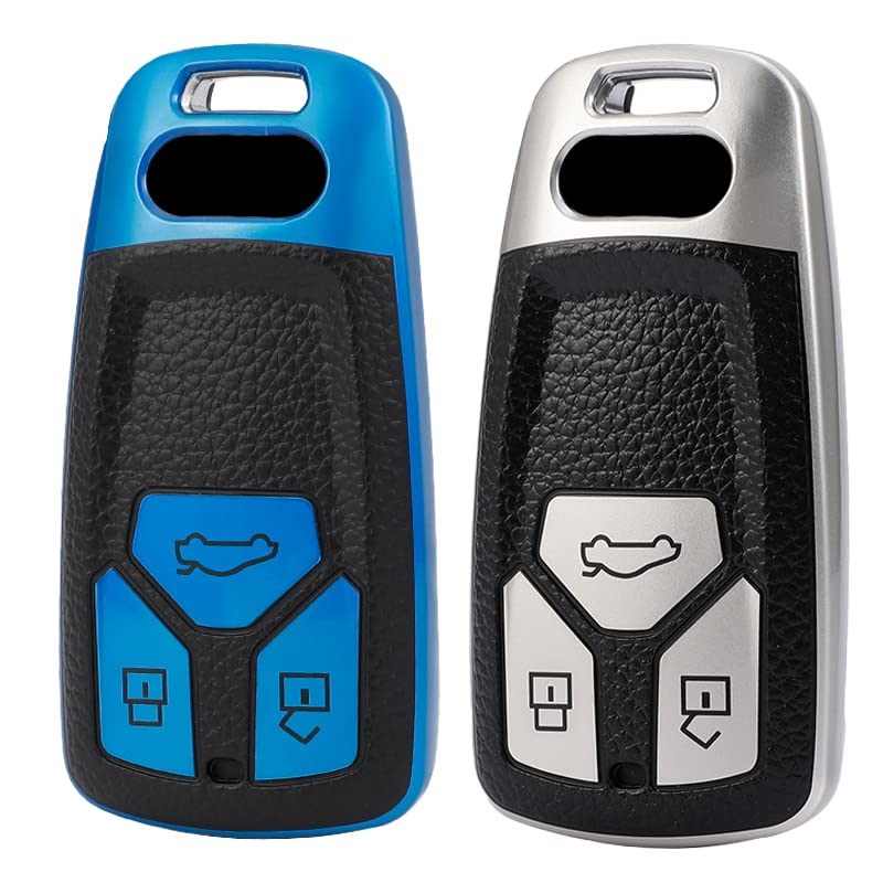 
                  
                    KMH - TPU Leather Pattern Key Cover Compatible with Audi A6 Smart Key (Pack of 2,Blue-Silver)-TPU LEATHER KEY COVER-KMH-CARPLUS
                  
                