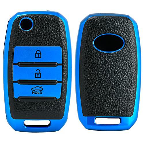 
                  
                    KMH - TPU Leather Pattern Key Cover Compatible with Carnival, Sonet, Carens, Seltos 2020, Sonet X-line 3 Button Smart Key (Pack of 2,Blue)-TPU LEATHER KEY COVER-KMH-CARPLUS
                  
                