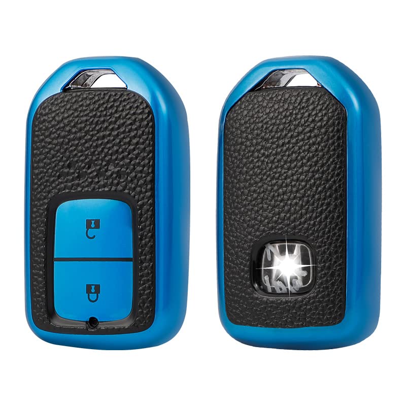 
                  
                    KMH - TPU Leather Pattern Key Cover Compatible with Honda City, Civic, Jazz, Amaze, CR-V, WR-V, BR-V 2 Button Smart Key (Pack of 2,Blue-Silver)-TPU LEATHER KEY COVER-KMH-CARPLUS
                  
                