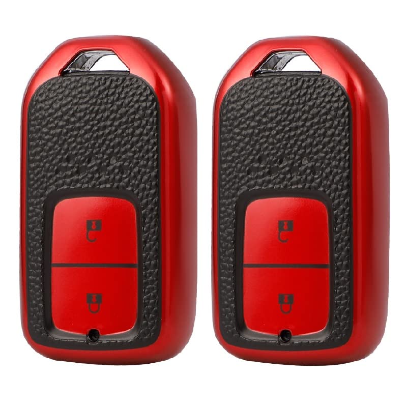 
                  
                    KMH - TPU Leather Pattern Key Cover Compatible with Honda City, Civic, Jazz, Amaze, CR-V, WR-V, BR-V 2 Button Smart Key (Pack of 2,Red)-TPU LEATHER KEY COVER-KMH-CARPLUS
                  
                