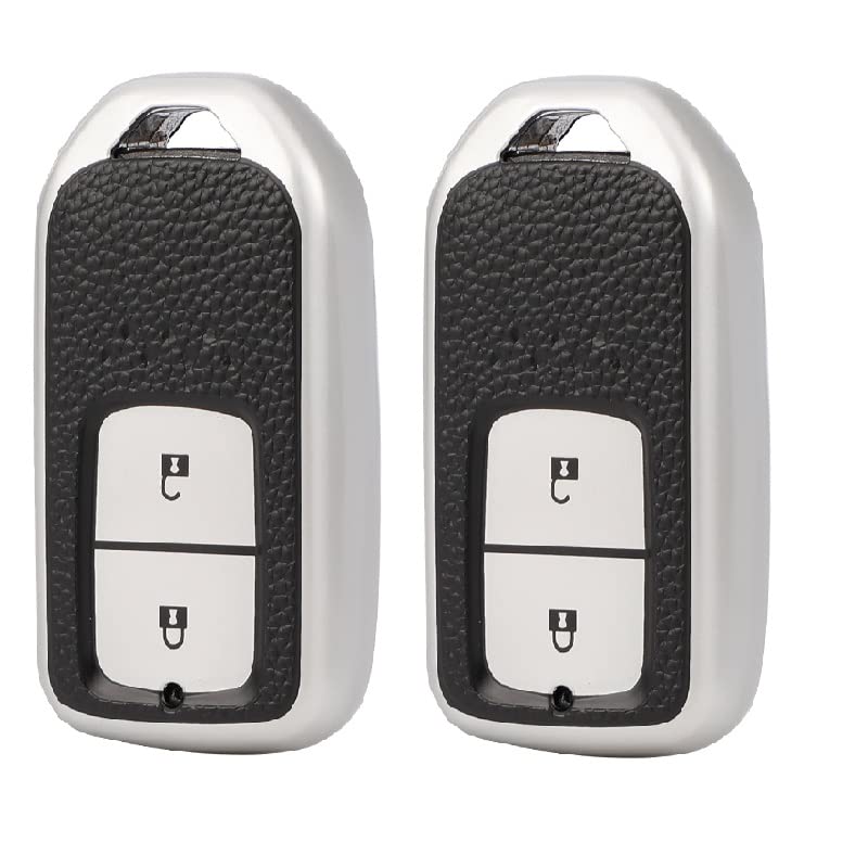 
                  
                    KMH - TPU Leather Pattern Key Cover Compatible with Honda City, Civic, Jazz, Amaze, CR-V, WR-V, BR-V 2 Button Smart Key (Pack of 2,Silver)-TPU LEATHER KEY COVER-KMH-CARPLUS
                  
                