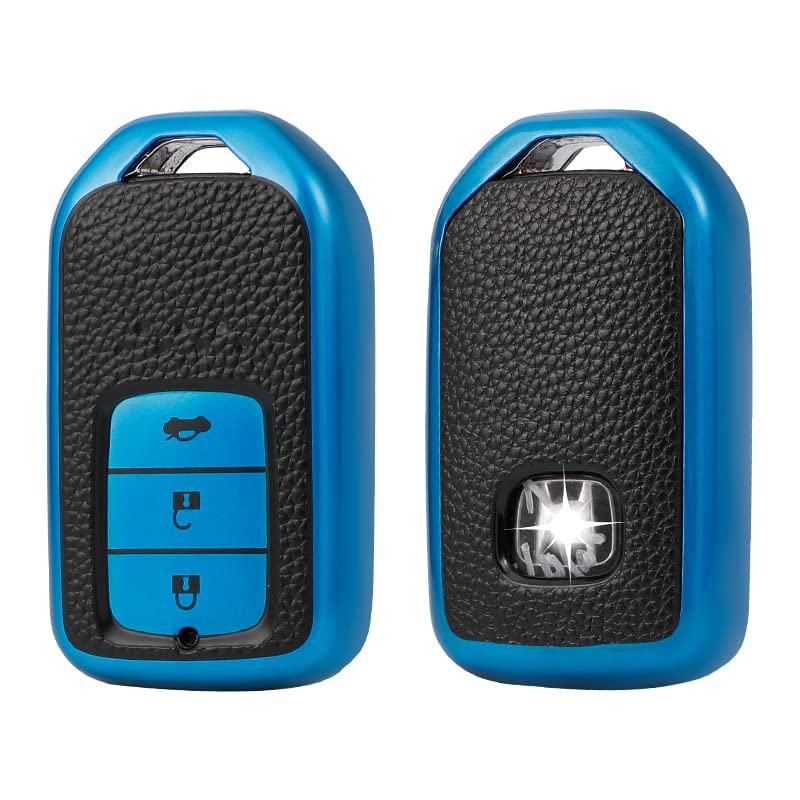 
                  
                    KMH - TPU Leather Pattern Key Cover Compatible with Honda City, Civic, Jazz, Amaze, CR-V, WR-V, BR-V 3 Button Smart Key (Pack of 2,Blue-Silver)-TPU LEATHER KEY COVER-KMH-CARPLUS
                  
                