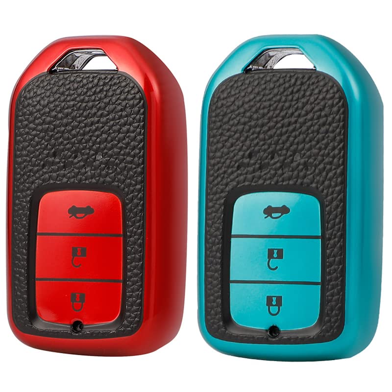 
                  
                    KMH - TPU Leather Pattern Key Cover Compatible with Honda City, Civic, Jazz, Amaze, CR-V, WR-V, BR-V 3 Button Smart Key (Pack of 2,Red-Green)-TPU LEATHER KEY COVER-KMH-CARPLUS
                  
                