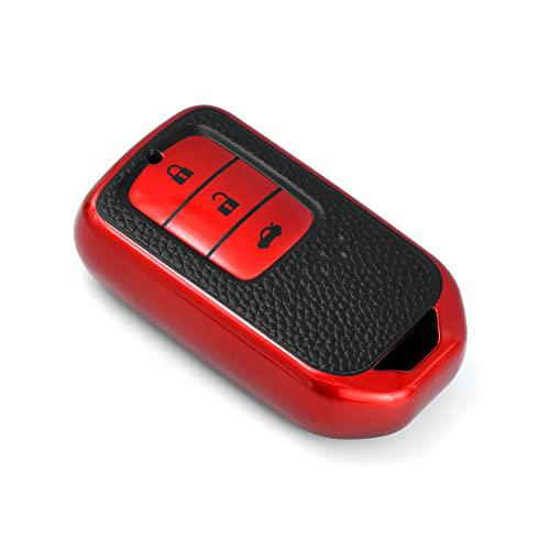 
                  
                    KMH - TPU Leather Pattern Key Cover Compatible with Honda City, Civic, Jazz, Amaze, CR-V, WR-V, BR-V 3 Button Smart Key (Pack of 2,Red)-TPU LEATHER KEY COVER-KMH-CARPLUS
                  
                