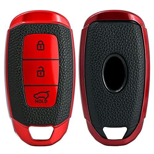 
                  
                    KMH - TPU Leather Pattern Key Cover Compatible with Hyundai Verna 3 Button Smart Key (Pack of 2,Red-Green)-TPU LEATHER KEY COVER-KMH-CARPLUS
                  
                