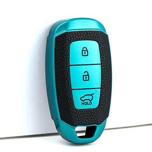 
                  
                    KMH - TPU Leather Pattern Key Cover Compatible with Hyundai Verna 3 Button Smart Key (Silver -Green) (Pack of 2)-TPU LEATHER KEY COVER-KMH-CARPLUS
                  
                
