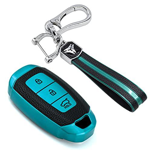 KMH - TPU Leather Pattern Key Cover Compatible with Hyundai Verna 3 Button Smart Key.-LEATHER j-KMH-CARPLUS