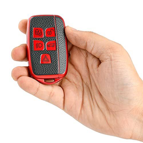 
                  
                    KMH - TPU Leather Pattern Key Cover Compatible with Land Rover and Jaguar 3 Button Smart Key (Pack of 2,Red-Silver)-TPU LEATHER KEY COVER-KMH-CARPLUS
                  
                