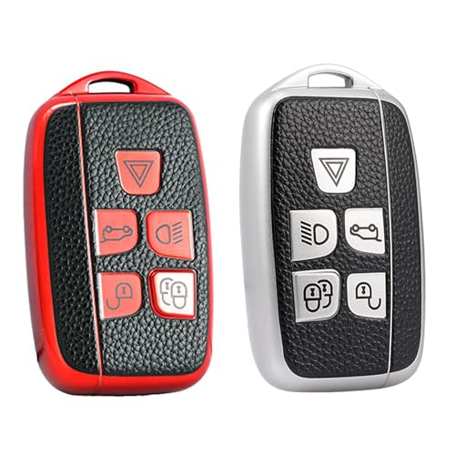 
                  
                    KMH - TPU Leather Pattern Key Cover Compatible with Land Rover and Jaguar 3 Button Smart Key (Pack of 2,Red-Silver)-TPU LEATHER KEY COVER-KMH-CARPLUS
                  
                