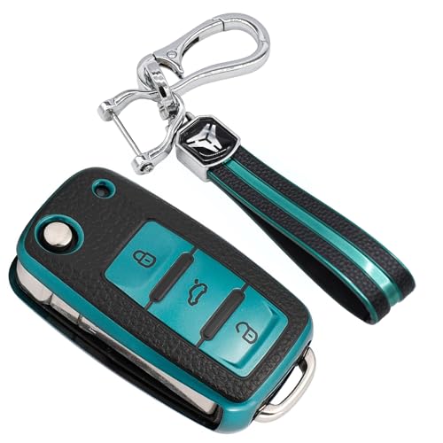 
                  
                    KMH - TPU Leather Pattern Key Cover with keyhain Compatible for Volkswagen Polo Vento Jetta Ameo Passat and Skoda Rapid Laura Superb Octavia Fabia Yeti Smart Key (Green)-TPU LEATHER KEY COVER-KMH-CARPLUS
                  
                