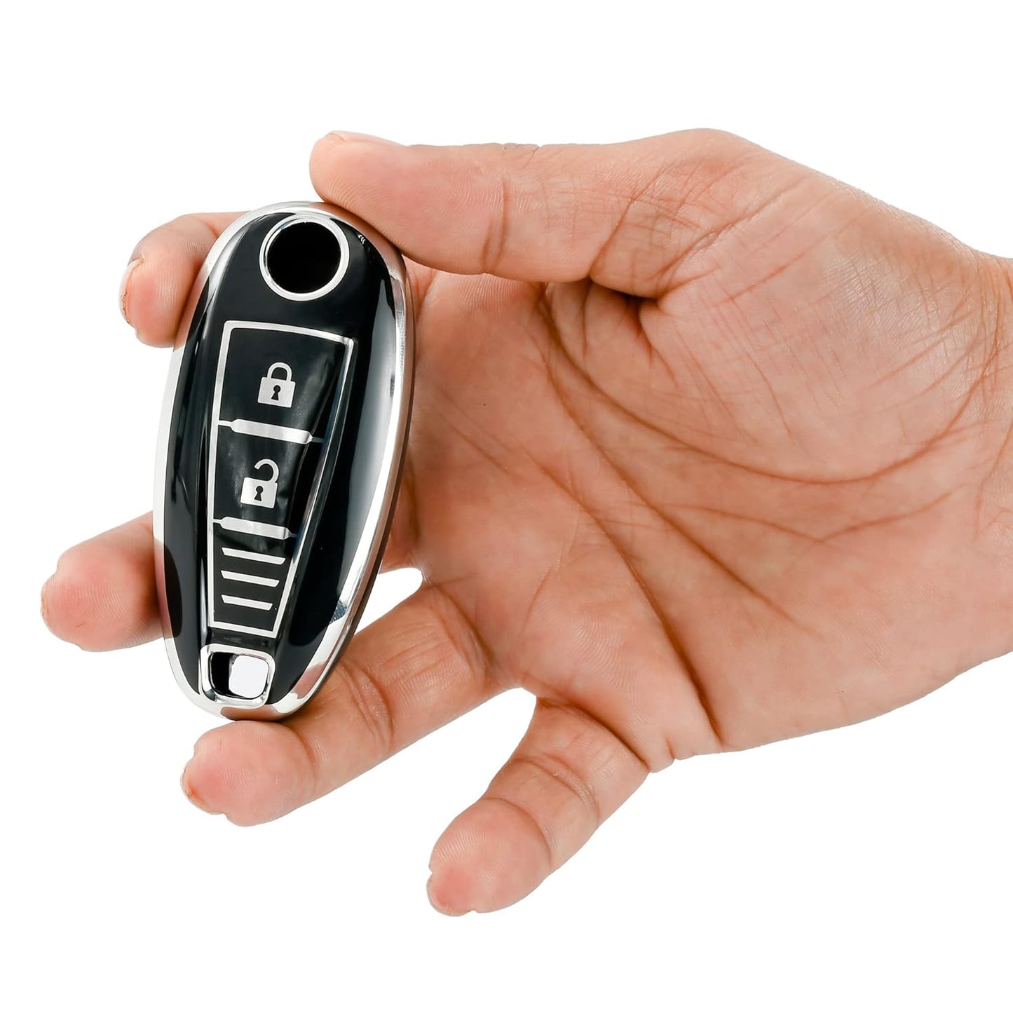 
                  
                    KMH - TPU Silver Car Key Cover Compatible for Maruti Suzuki Baleno | Brezza | Swift| Ignis Compatible with 2 Button Smart Key Cover (Pack of 2, Silver Black)-TPU SILVER KEY COVER-KMH-CARPLUS
                  
                