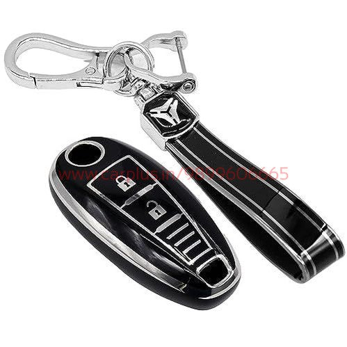 
                  
                    KMH - TPU Silver Car Key Cover Compatible for Maruti Suzuki Baleno | Brezza | Swift| Ignis Compatible with 2 Button Smart Key Cover-TPU SILVER KEY COVER-KMH-KEY COVER-Black with Keychain-CARPLUS
                  
                