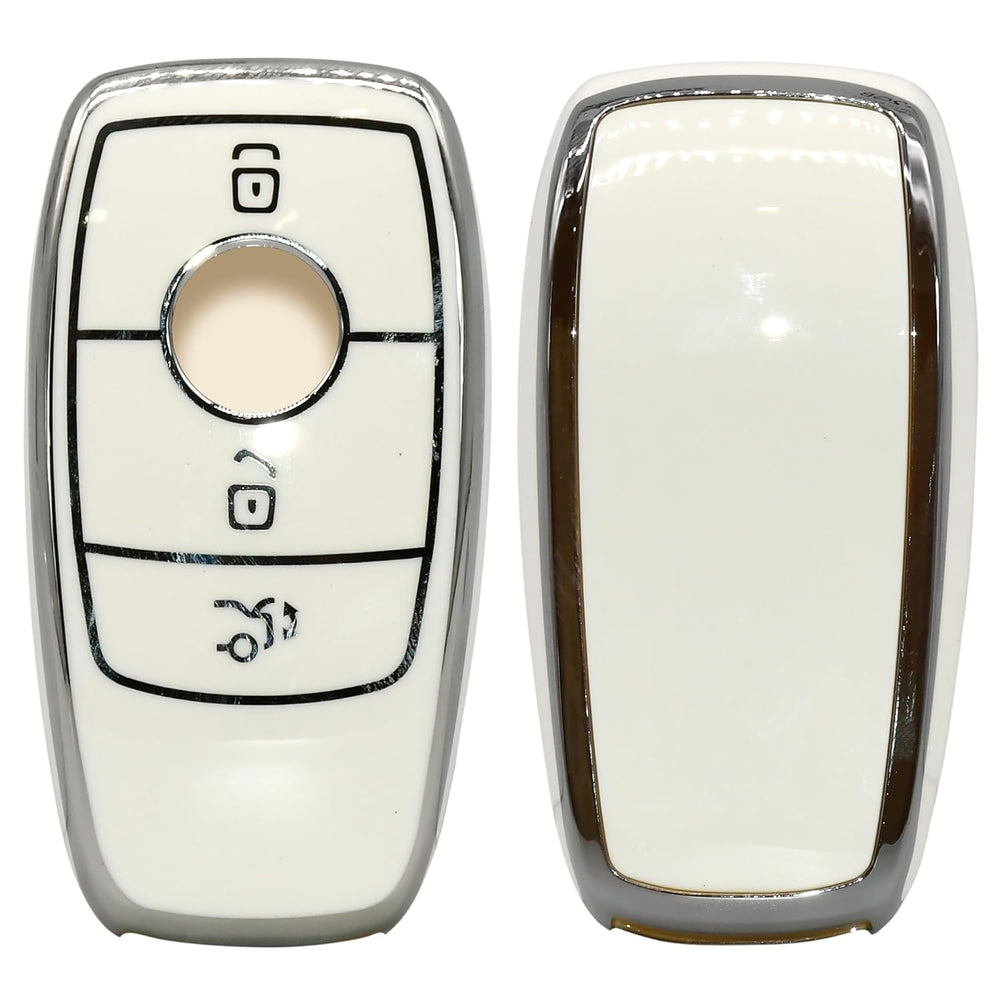 
                  
                    KMH TPU Silver Car Key Cover Compatible for Mercedes Benz A C E S G Class glc cle cla GLB GLS W177 W205 W212 W213 W222 AMG 3 Button Samrt Key (White-2)-TPU SILVER KEY COVER-KMH-CARPLUS
                  
                