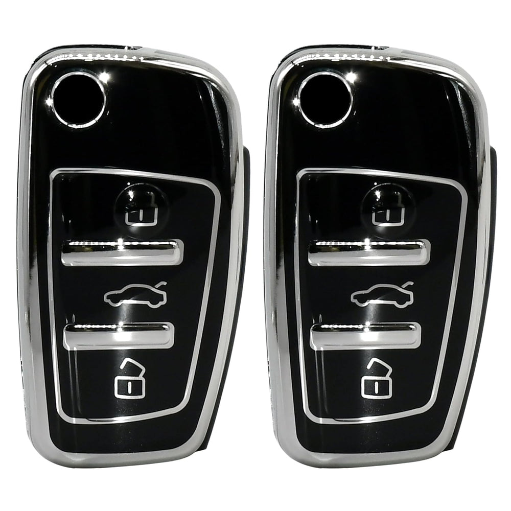 
                  
                    KMH TPU Silver Car Key Cover Compatible with Audi A1 A3 A6 Q2 Q3 Q7 TT TTS R8 S3 S6 RS3 Smart Key Cover (Black|Pack of 2)-TPU SILVER KEY COVER-KMH-CARPLUS
                  
                