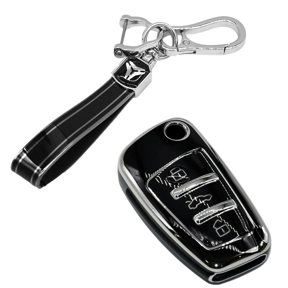 KMH TPU Silver Car Key Cover Compatible with Audi A1 A3 A6 Q2 Q3 Q7 TT TTS R8 S3 S6 RS3 Smart Key Cover-TPU SILVER KEY COVER-KMH-CARPLUS