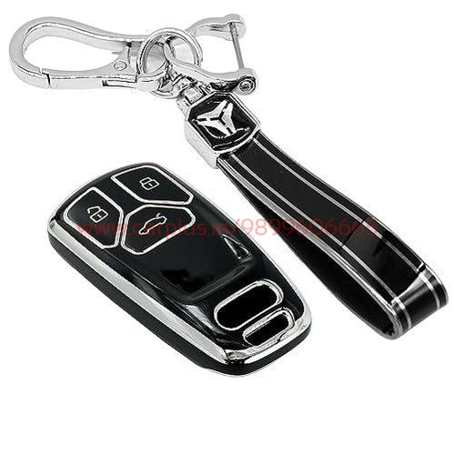 
                  
                    KMH TPU Silver Car Key Cover Compatible with Audi A4 TT TTS Q7 2016 2017 Key Cover-TPU SILVER KEY COVER-KMH-KEY COVER-Black with Keychain-CARPLUS
                  
                