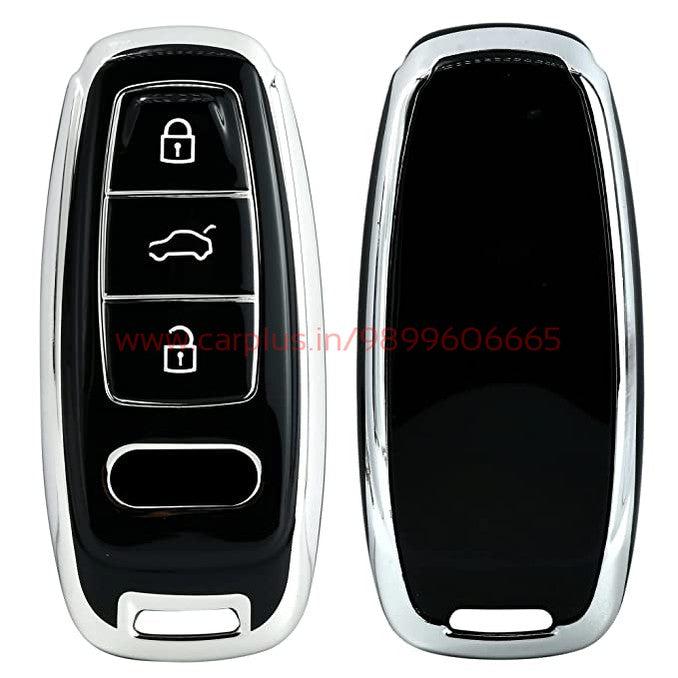 KMH TPU Silver Car Key Cover Compatible with Audi Smart Key Cover case-TPU SILVER KEY COVER-KMH-KEY COVER-Black-CARPLUS