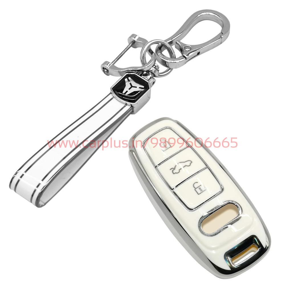 
                  
                    KMH TPU Silver Car Key Cover Compatible with Audi Smart Key Cover case-TPU SILVER KEY COVER-KMH-KEY COVER-White with Keychain-CARPLUS
                  
                